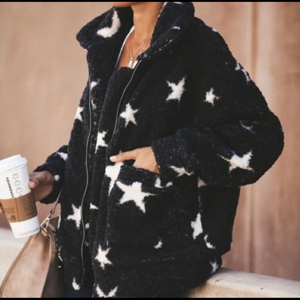 Runaway The Label Star Fuzzy Sherpa Jacket